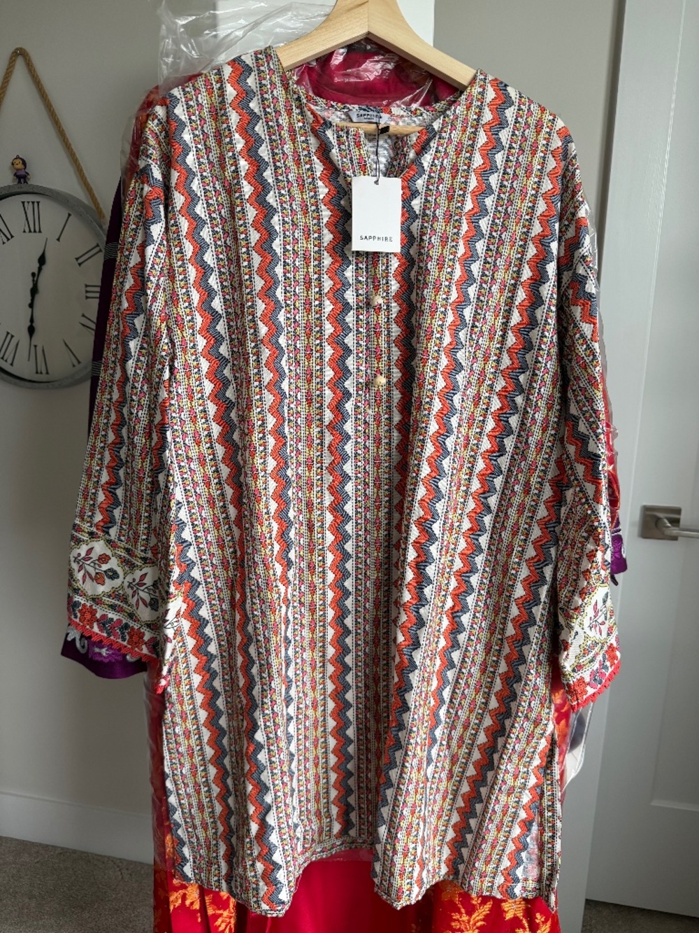 NWT Sapphire Geometric Zig-Zag Printed Kurta(everything must go/make offer)